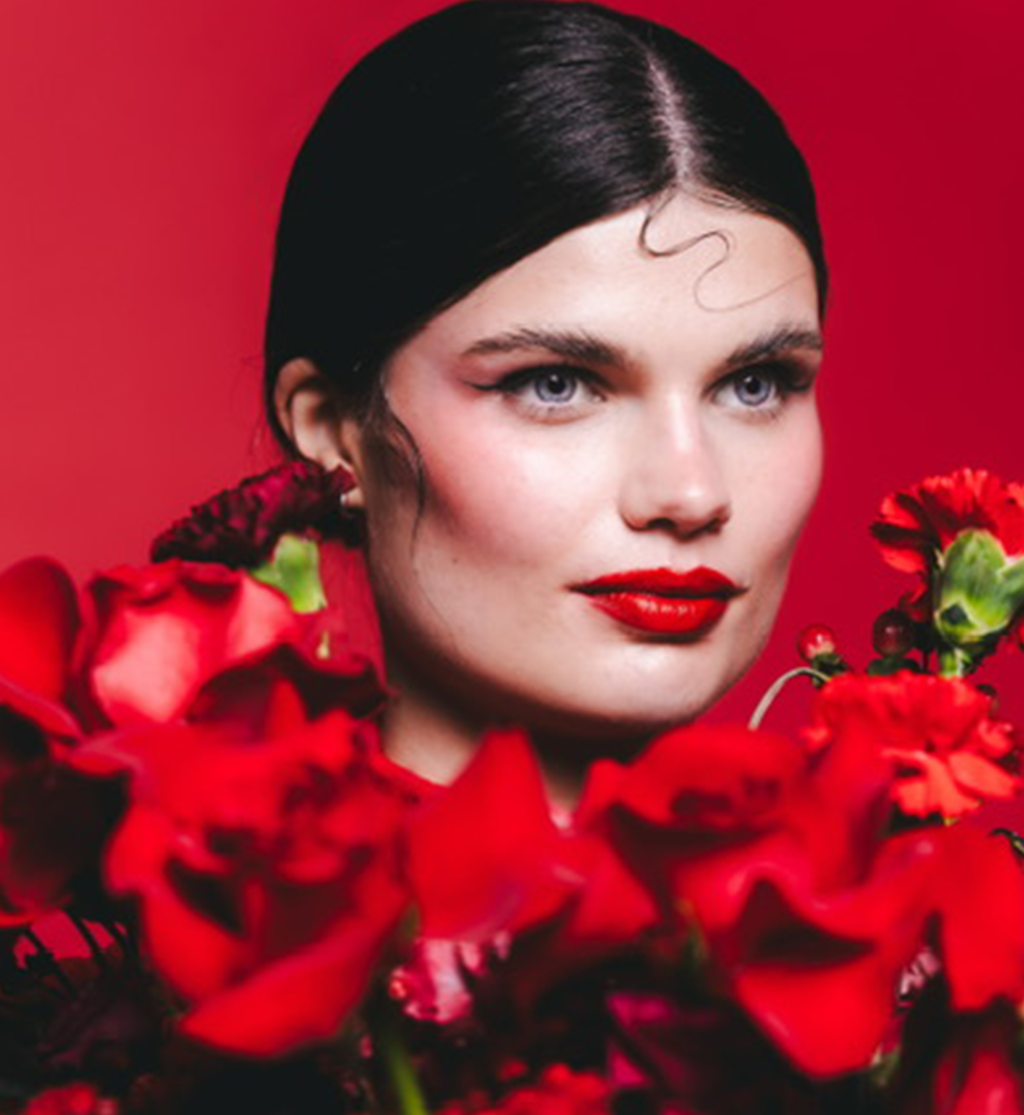 Editorial floral styling with red roses for luxury brand campaign creative direction by Muse Styling Scotland