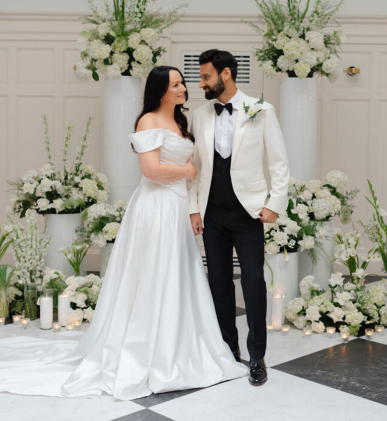 collectors hall luxury wedding flower ceremony set up Scotland.