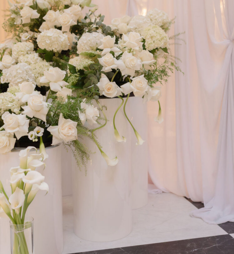 luxury wedding design florist scotland hydrangea cala roses ceremony flowers by muse styling